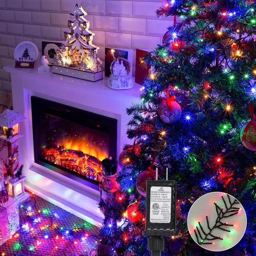 Vista 14 de EcoNour Guirnalda de 480 luces LED parpadeantes de 20 pies para árbol de Navidad, 8 modos de luces para decoración con temporizador y función
