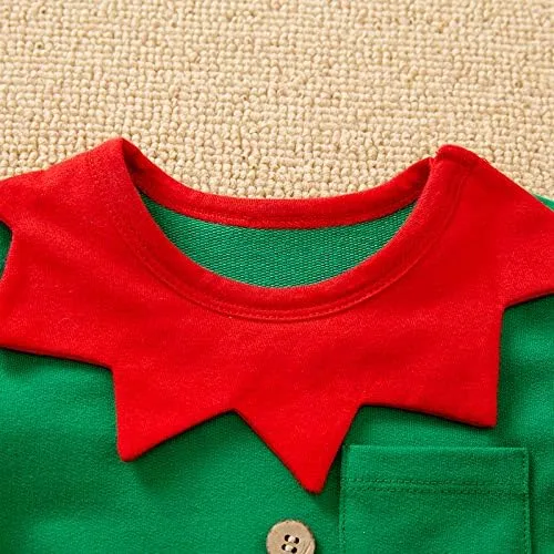 Vista 7 de ZHSKEUUN My First Christmas - Mameluco de manga larga para bebé, niño y niña, disfraz de reno de elfo recién nacido, disfraz de Papá Noel