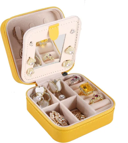 Vista 21 de KElofoN Estuche de viaje para joyas Caja de viaje para joyas Organizador de joyas de viaje Pequeño estuche organizador de joyas para niñas y mujeres