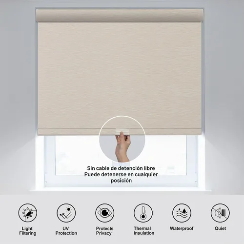Vista 8 de Boolegon Persianas enrollables opacas para ventanas, beige, personalizadas