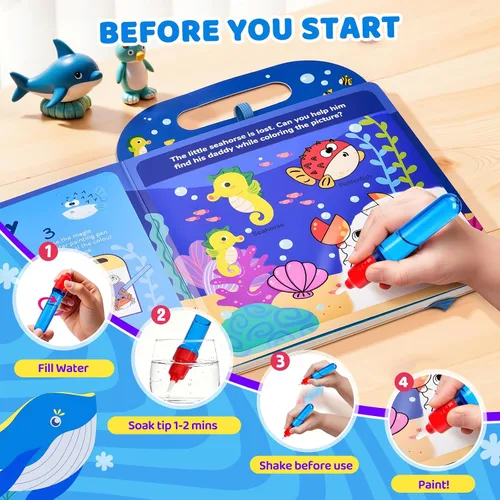 Vista 2 de JoyCat Libro para colorear de agua oceánica para niños pequeños de 1 a 3