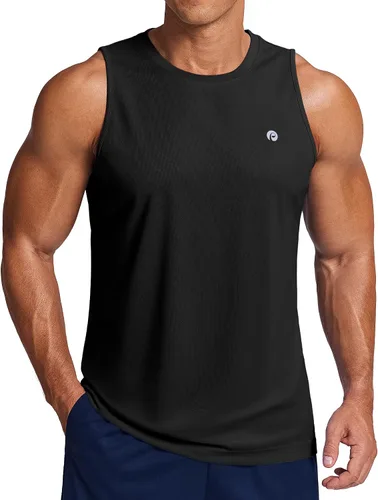 Vista 10 de PINSPARK Camiseta sin mangas de verano para hombre, de secado rápido, para correr, gimnasio, entrenamiento