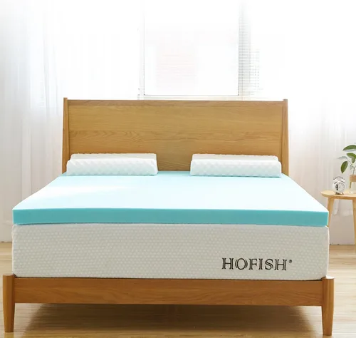 Vista 2 de Cubrecolchón suave y cómodo de espuma viscoelástica (3 pulgadas de grosor) y protector de colchón lavable y extraíble, de HOFISH, Memory Foam