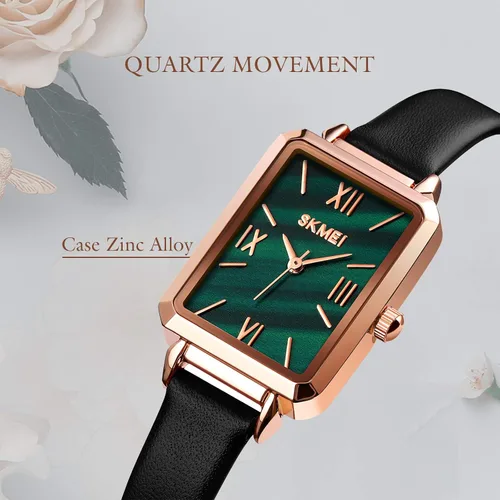 Vista 5 de SKMEI - Reloj de pulsera para mujer, de piel, rectangular, elegante, para mujer, Classic, forro polar verde con licencia oficial de star wars silent