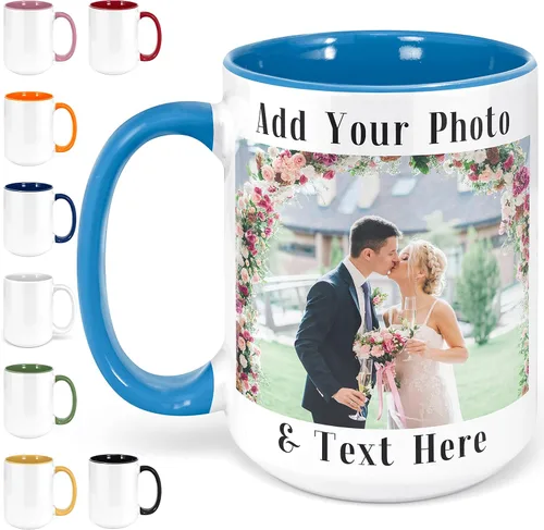 Vista 19 de Taza de café con foto personalizada, 11-15 onzas, taza personalizada con imagen, texto y nombre, regalos personalizados para novio, novia, mejor
