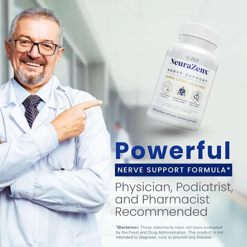 Vista 6 de Zen Nutrients NeuraZenX Suplemento de Apoyo Nervioso y Apoyo para Neuropatía Periférica con 1200mg de Ácido Alfa Lipoico (ALA), Benfotiamina