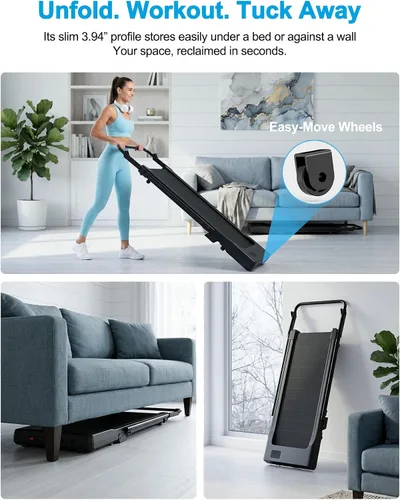 Vista 2 de Walking Pad with Handle bar, Smart AI App Control for Home