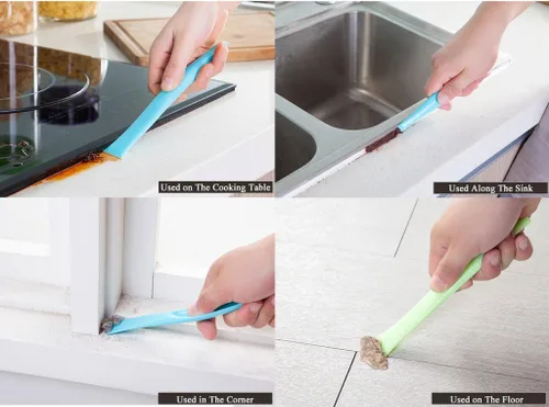 Vista 6 de raspador de plástico duro multipropósito, antirrayaduras, herramienta de limpieza de pegamentos, abridor de botellas y latas., Azul