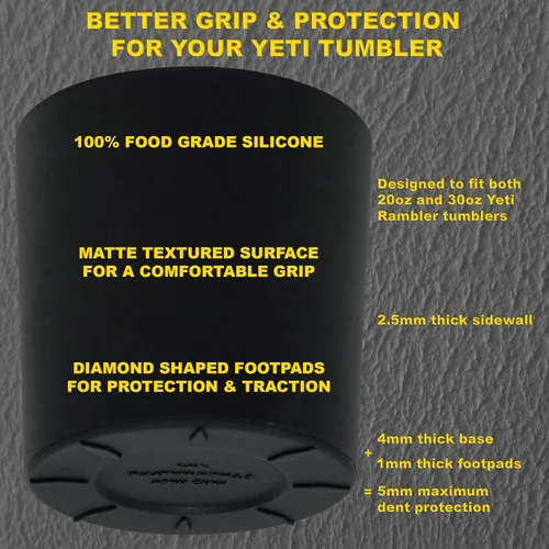 Vista 3 de Protector de silicona para funda de bota para vasos Yeti Rambler de 20 onzas, 26 onzas, 30 onzas y vaso Hydro Flask de 32 onzas (humo)