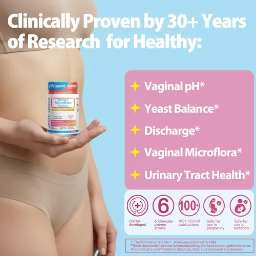 Vista 2 de Life-Space V-Care + 3X Immune Boost, probiótico de microflora para mujer + probiótico de espectro amplio de triple fuerza, apoya la microflora