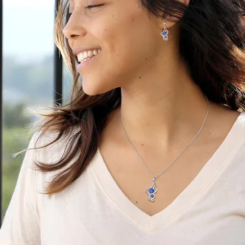 Vista 5 de Butterfly Heart Jewellery Sets - Women 925 Sterling Silver Animal Butterflies Birthstone Necklace Earring Bracelet Set Crystal Wedding Birthday
