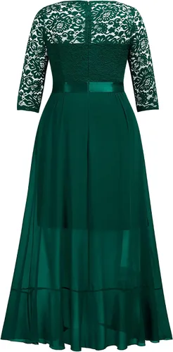 Vista 6 de Miusol - Vestido largo de mujer de talla extragrande con vuelos florales y encaje elegante para dama de honor