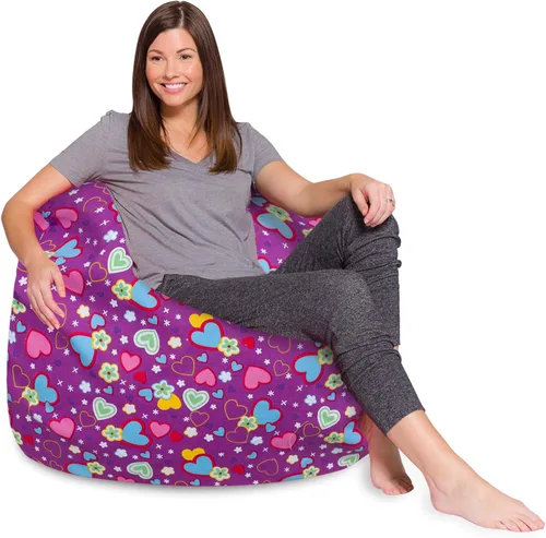 Vista 44 de Posh Beanbags - Sillón puff XL, 48 pulgadas, tela de lona para colorear - Mundo divertido Azul Rey Sólido