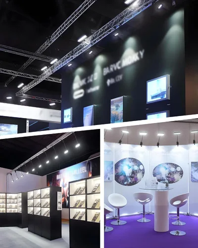Vista 5 de HitLights Luces para ferias comerciales Pantalla LED e iluminación de brazo de exposición, luces de feria conectables incluidas abrazaderas