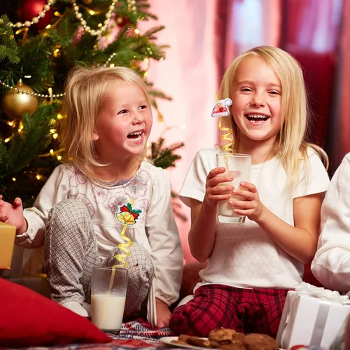 Vista 5 de 25 regalos de fiesta de Navidad con purpurina, regalos de actividades de Navidad, pajitas locas para beber, regalos para niños y adultos