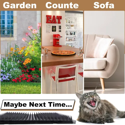 Vista 7 de Paquete de 10 alfombrillas de protección contra gatos de 13 x 16 pulgadas, para interiores y exteriores, valla repelente de gatos humanitaria (negro)