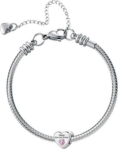 Vista 5 de Birthday Pink Heart I Love You Forever Bead Charms Compatible with Pandora Bracelets for Dad Wife Granddaughter Mom Daughter Nan Auntie Grandma