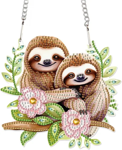 Vista 32 de AiYuanzsh Animal Parrot DIY Kits de Pintura de Arte de Diamante de Acrílico Colgante Pendientes de Arte de Diamante de Rinstone Especialmente