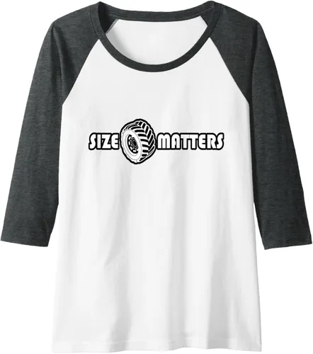 Vista 9 de Size Matters Shirt Tire Car Guy shirt Off Road Raglan Baseball Tee