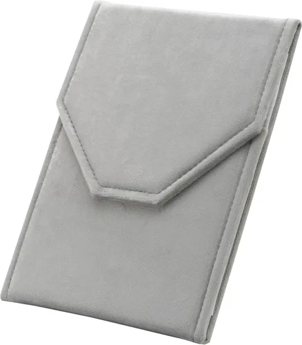 Vista 6 de Terciopelo collar joyería carpeta de viaje almacenamiento vitrina (gris)