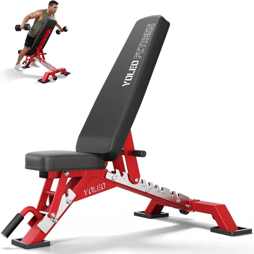Vista 10 de YOLEO Banco de pesas ajustable comercial de 2315 libras con certificado ASTM, 80% premontado, banco de entrenamiento resistente para gimnasio