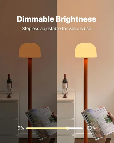 Vista 4 de MAGCHARM Lámpara de pie con forma de hongo con control remoto, lámpara de pie LED regulable de 59 pulgadas de alto con temperatura