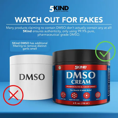 Vista 3 de 5Kind DMSO Crema para aliviar el dolor, 4 onzas líquidas, 99.9% DMSO puro grado farmacéutico, aloe vera, magnesio, árnica y mentol, alivio tópico