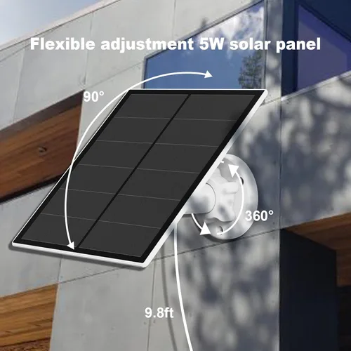 Vista 3 de Panel solar de 5 W para cámara de seguridad, panel solar USB para cámara de batería recargable DC 5 V para exteriores, paneles solares con puerto