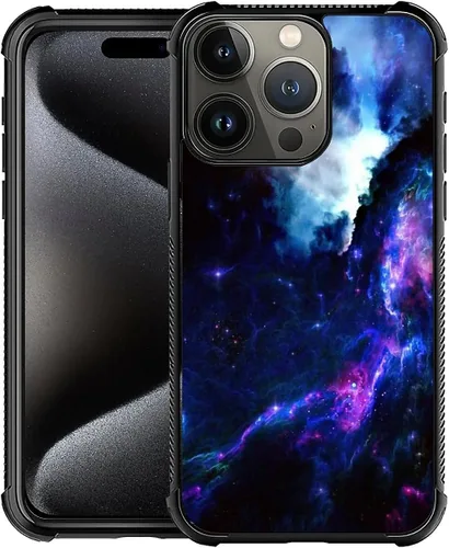 Vista 163 de CARLOCA Funda compatible con iPhone 15, increíble patrón de luz espacial nebulosa para niñas y niños, ultra protección, a prueba de golpes