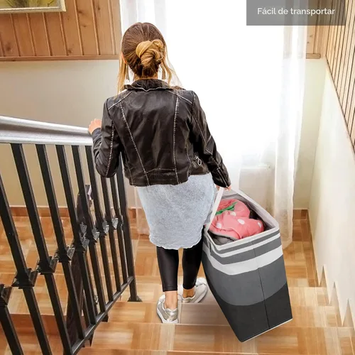 Vista 7 de HomeHacks Paquete de 3 cestas grandes para la ropa sucia, 75 litros cada una, impermeable, cesta de ropa independiente, cesta de ropa alta plegable