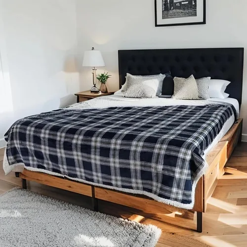 Vista 16 de Manta térmica eléctrica tipo throw tamaño 50"x60" - Tela de franela y sherpa de doble cara, 6 ajustes de calor y 3 horas de apagado automático