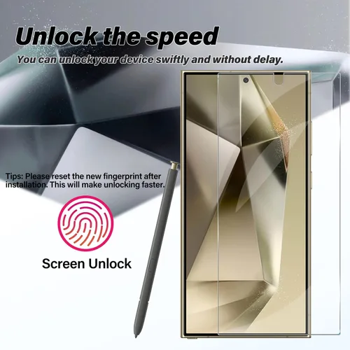 Vista 3 de BIGFACE Protector de pantalla de vidrio templado para Galaxy S24 Ultra + protector de lente de cámara [2 + 2 unidades] [compatible con fundas]