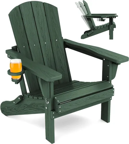Vista 23 de SERWALL Silla Adirondack plegable ajustable con portavasos reclinable