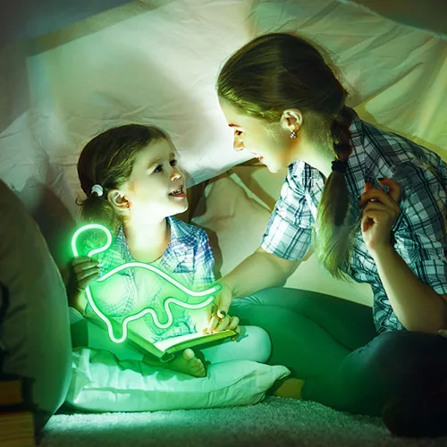 Vista 4 de Letrero de neón de dinosaurio, luz LED, decoración de pared, decoración de habitación, bonita luz nocturna, regalo para niños y niñas, regalo