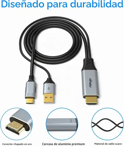 Vista 7 de Cable HDMI a USB C 4K60Hz, HDMI 2.0 a UsbC Adaptador de cable de grafeno suave de 6.6 pies, conecta HDMI portátil, PC, Xbox, Dock de cubierta