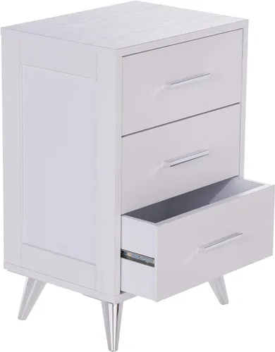Vista 11 de SEI Furniture Owen Midcentury - Mesita de noche moderna, color blanco