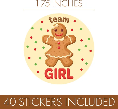 Vista 3 de Gingerbread Revelación de Género Fiesta, Adhesivos de Galleta Navideña para Equipo Niño o Equipo Niña - 40 Etiquetas, Navidad Oh Snap ¿Qué se está