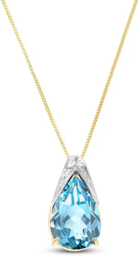 Vista 3 de Galaxy Gold GG Collar de oro macizo de 14 quilates con colgante de topacio azul natural de 6 quilates (CTW)