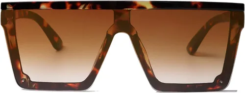 Vista 3 de SOJOS SJ2117 - Gafas de sol cuadradas grandes para mujer marco grueso parte superior plana con espejo lentes siamesas tamaño más grande