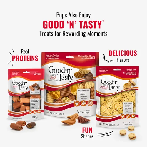 Vista 10 de Good 'n' Fun Masticables de Costillas de Triple Sabor para Todos los Perros, 12 Onzas, Consiente a tu Perro con Masticables de Larga Duración Hechos