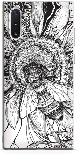 Vista 16 de Inspired Cases - Compatible con iPhone 13 Mini - Funda protectora con textura 3D para Apple iPhone 13 Mini - Girasol y abeja - Boceto - Blanco