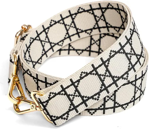 Vista 4 de Lekesky Purse Strap Replacement Crossbody, Beige Geometric Print Purse Straped for Women, Adjustable Bag Straps Replacement(Golden Buckle)