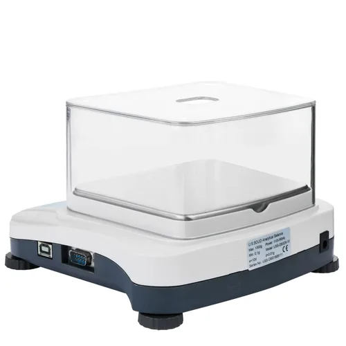 Vista 2 de U.S. Solid Báscula de laboratorio de precisión de 21.16 oz x 0.00 oz- Balanza analítica de alta precisión con interfaz USB y RS232, escudo de tiro