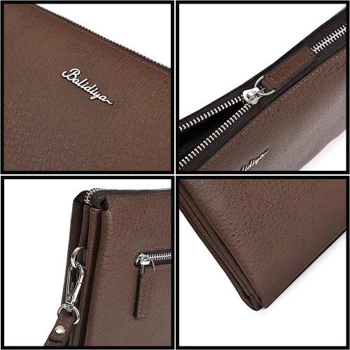 Vista 4 de BALIDIYA - Bolso de mano para hombre con cremallera Marrón talla única billetera de viaje