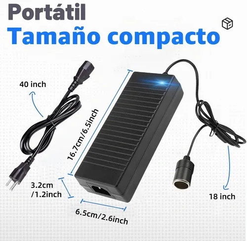 Vista 2 de Aletbo Convertidor de AC a DC 110V a 12V, adaptador de 10A 120W, enchufe de mechero de 12 voltios a enchufe de pared para refrigerador de auto