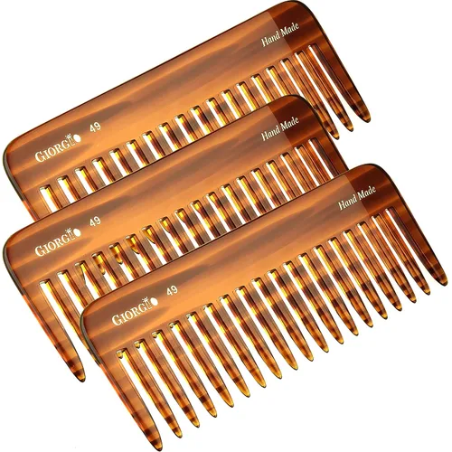 Vista 10 de Giorgio G49 Graphite, peine grande para desenredar el cabello, dientes anchos para cabello grueso, rizado y ondulado. Peine desenredante