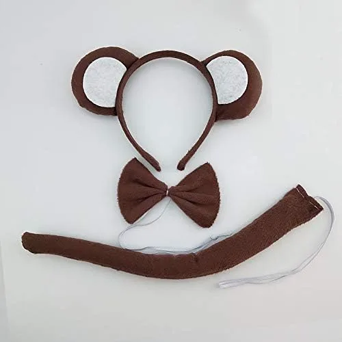 Vista 6 de 16 Unidades Niños Adulto Animal Oído Diadema Cosplay Props Cumpleaños Tema Fiesta Disfraz Orejas Cola Tie Arco 3pcs Conjunto Gato Rana Tigre Perro