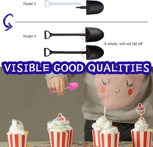 Vista 2 de OaaXbbECco Cucharas de postre plásticas desechables lindas de la forma de la pala de la novedad