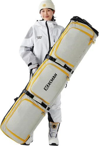 Vista 8 de XCMAN Bolsa acolchada de snowboard de longitud ajustable de 63 a 75 pulgadas, bolsa acolchada para viajes aéreos