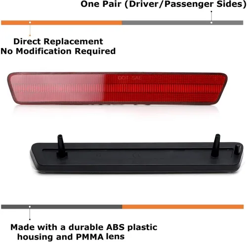 Vista 2 de iJDMTOY OE-Spec - Conjunto de marcadores laterales para parachoques trasero de lente roja, compatibles con Ford Mustang (1999-2004)